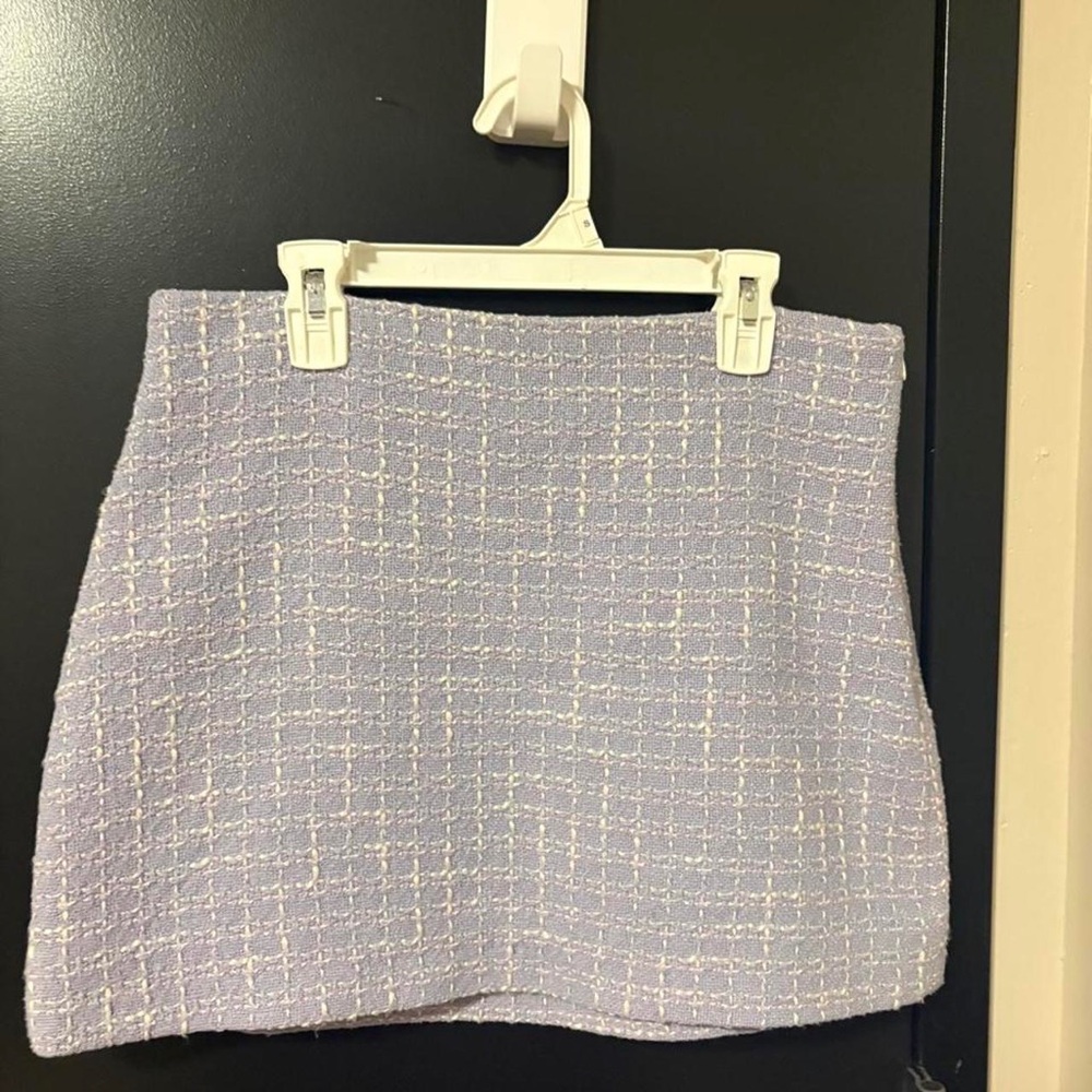 Zara Lilac Tweed Mini Skirt with Metallic Thread
